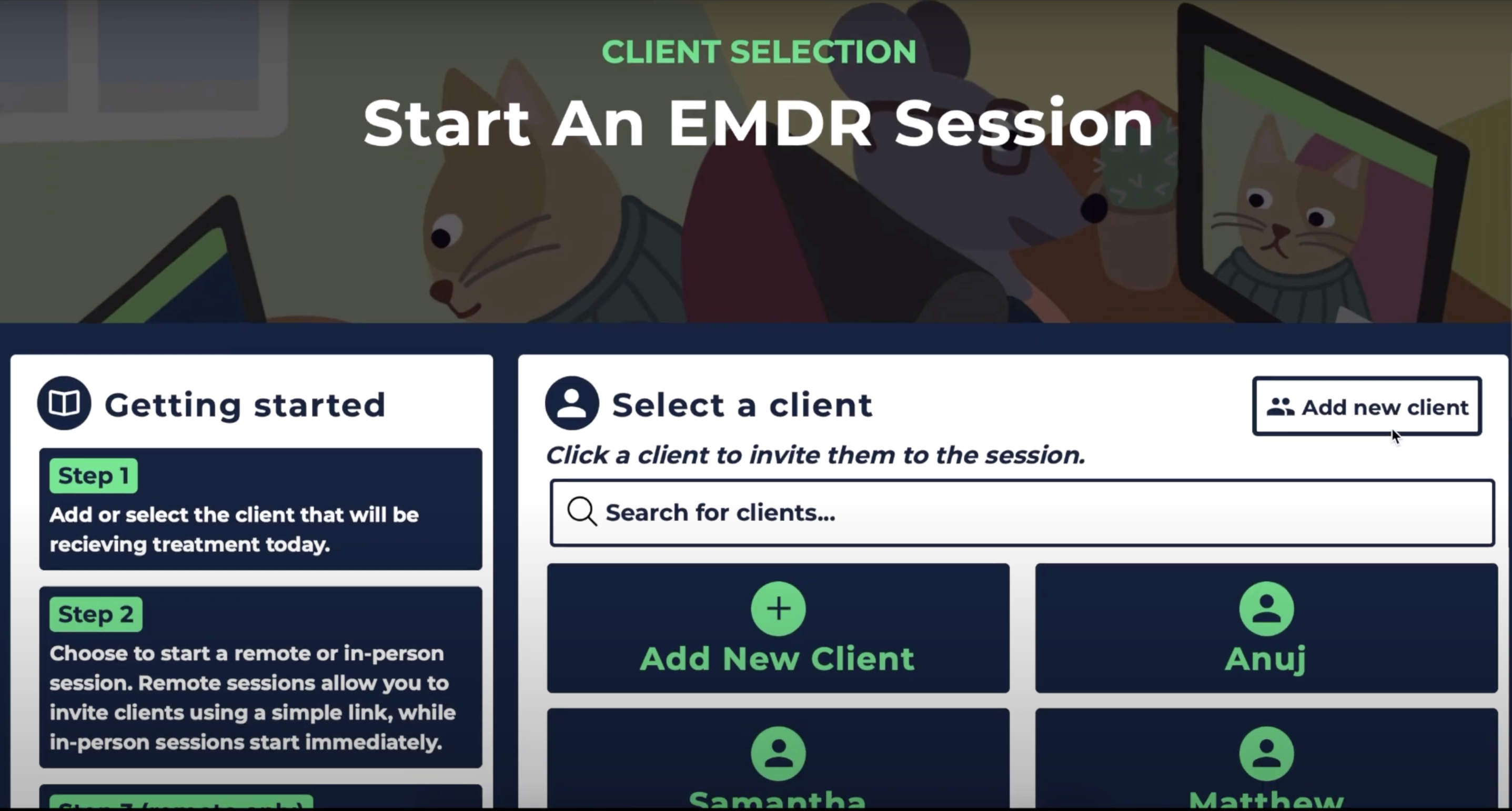 Starting a session with Easy EMDR